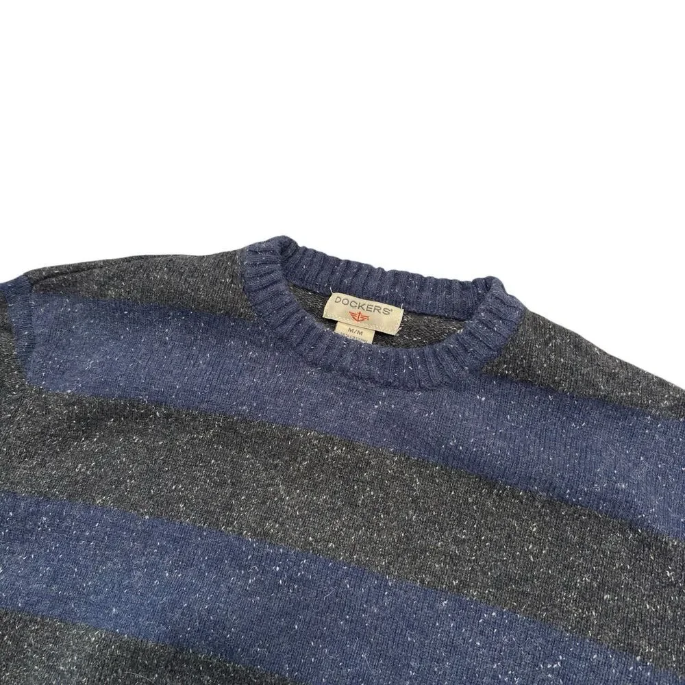 Dockers Crewneck‎ Sweater Blue & Gray Stripe Heather Size Medium